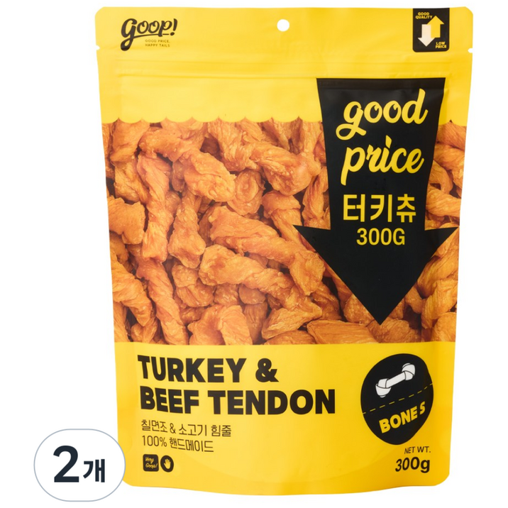 구프 터키츄 강아지간식 육포, 2개, 300g, 본 S