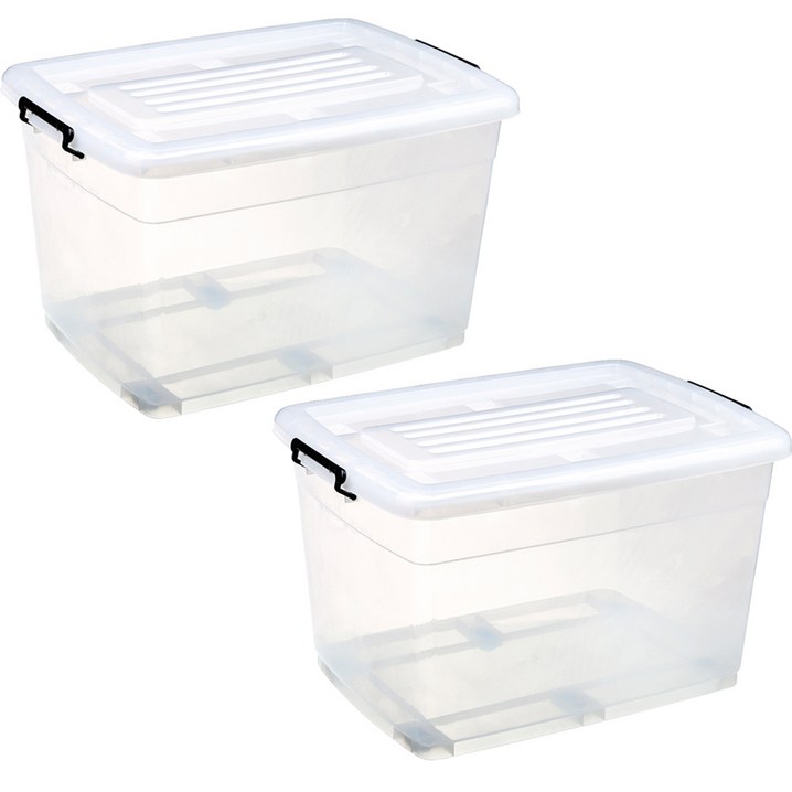 마이닝 멀티 투명 리빙박스 160L, 2개, 투명 마이닝 멀티 투명 리빙박스 160L, 2개, 투명