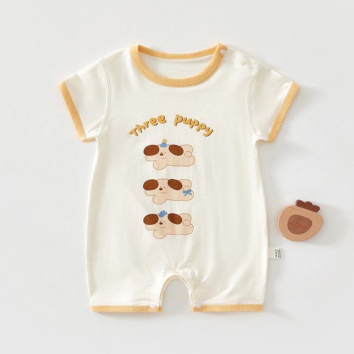 베베니즈 동물친구들 라운드 통기성 반팔롬퍼