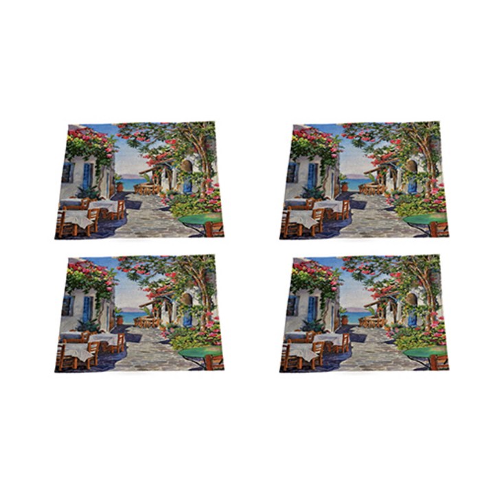 파라다이소 수려한 풍경 식탁 플레이스 매트 4p, 21, 42 x 32 cm