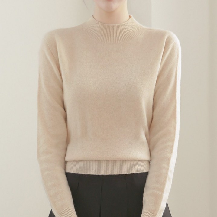클레이스 울100 캐시미어 반폴라 하프터틀넥 니트