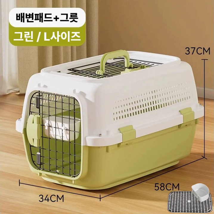 미스터킴 반려동물 파스텔 켄넬 이동장 케이지 이동가방, 1개, 그린