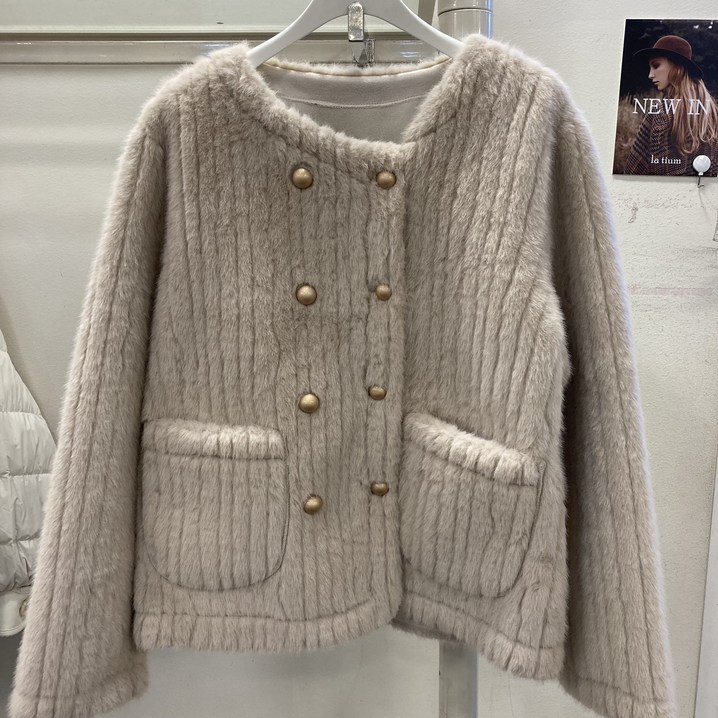 라티움 데스틸 겨울 라운드 인조퍼쟈켓 더블단추 따뜻한 겨울 인조퍼 케쥬얼쟈켓 D2343JK16