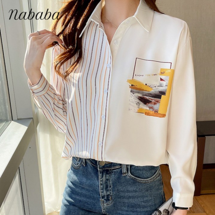 나바바 NB612 여성 반전매력 프린트 데일리 캐주얼 셔츠