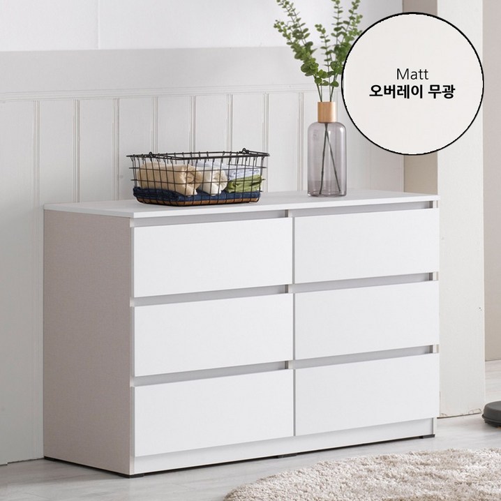대도갤러리 클래시 하이그로시 1200 3단 서랍장, 무광화이트, 6개