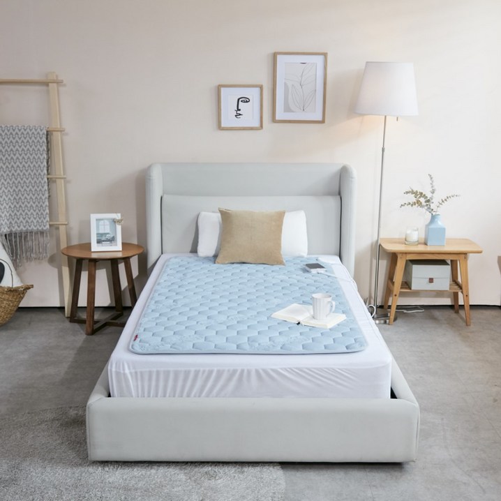 템프스킨 DC 전자파없는 EMF인증 카본매트 분리난방 온열매트 탄소매트 해외프리볼트 캠핑겸용, 스카이블루, 싱글S