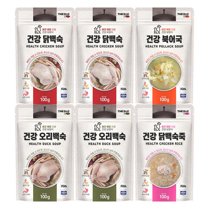더독 반려동물 외식시리즈 건강 삼계 파우치 닭백숙 2p + 북어국 2p + 오리백숙 2p + 닭백숙죽 2p 세트, 1세트