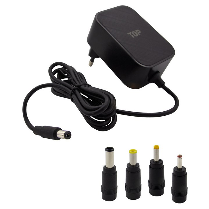 솔탑 DC 12V 3A 다용도 어댑터 블랙 1.5m + 젠더 4종 세트