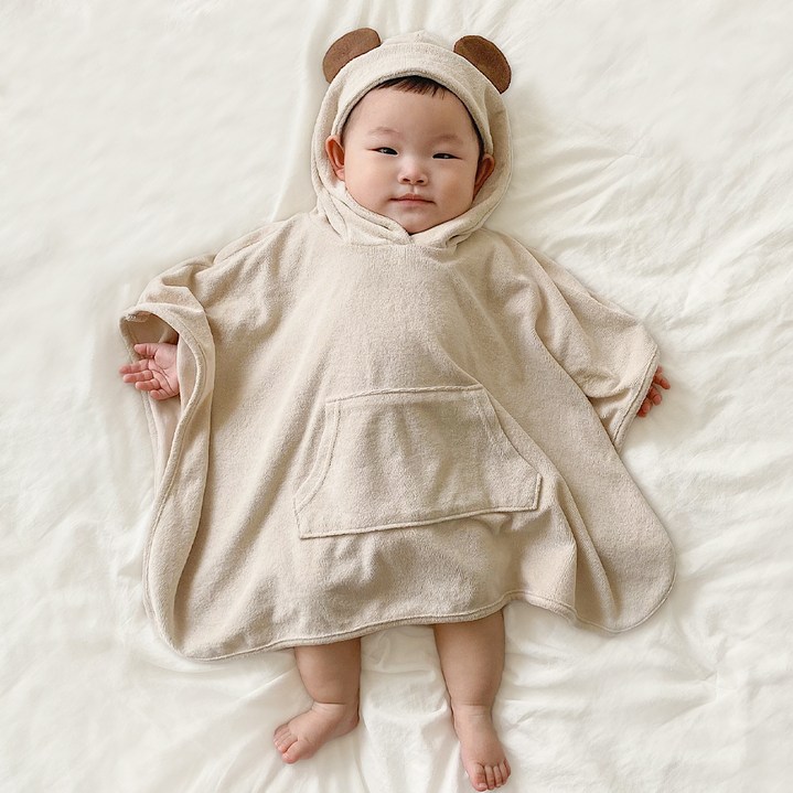 이키 유아용 순수 대나무 뱀부 포켓 타월가운 M, 곰, 1개 이키 유아용 순수 대나무 뱀부 포켓 타월가운 M, 곰, 1개