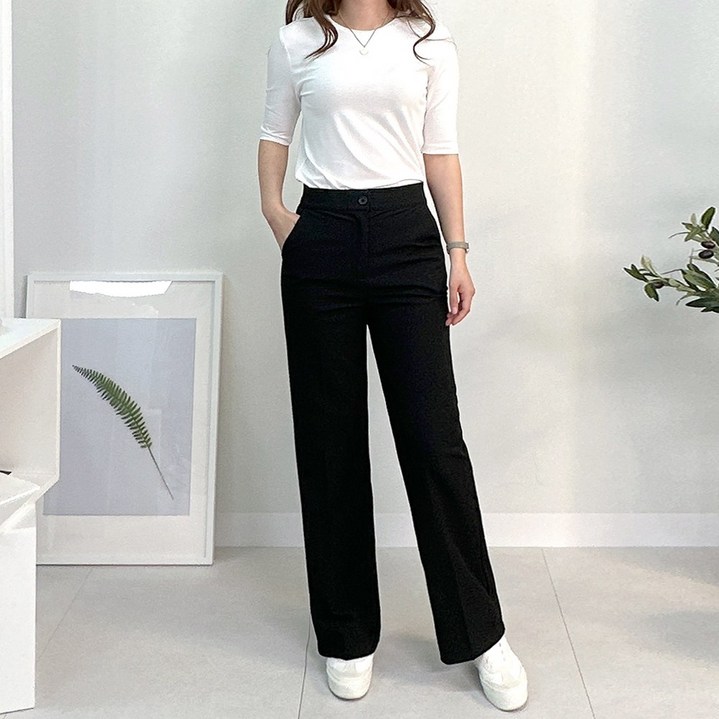 여성용 렘브 시크릿 슬랙스 빅사이즈 S~3XL 롱슬랙스 일자 정장 히든밴딩 스판바지 오피스룩 봄 여름 가을