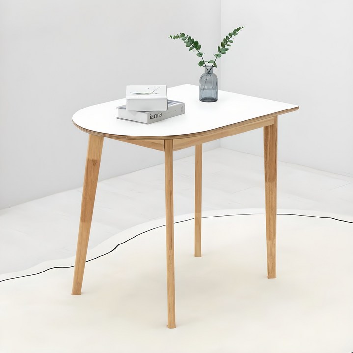 밀키우드 800X600 반원형 테이블 주방 식탁 카페 HPM, 화이트