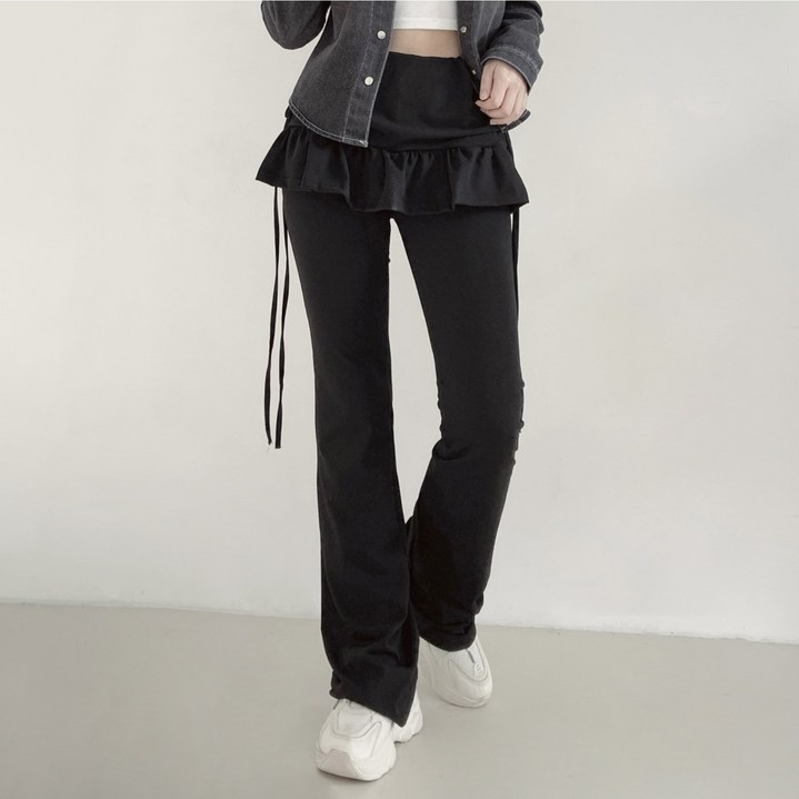 제이앤썸 셔링 스커트 레이어드 부츠컷 레깅스 팬츠 슬림핏 간절기 랩팬츠 트레이닝 사계절 바지