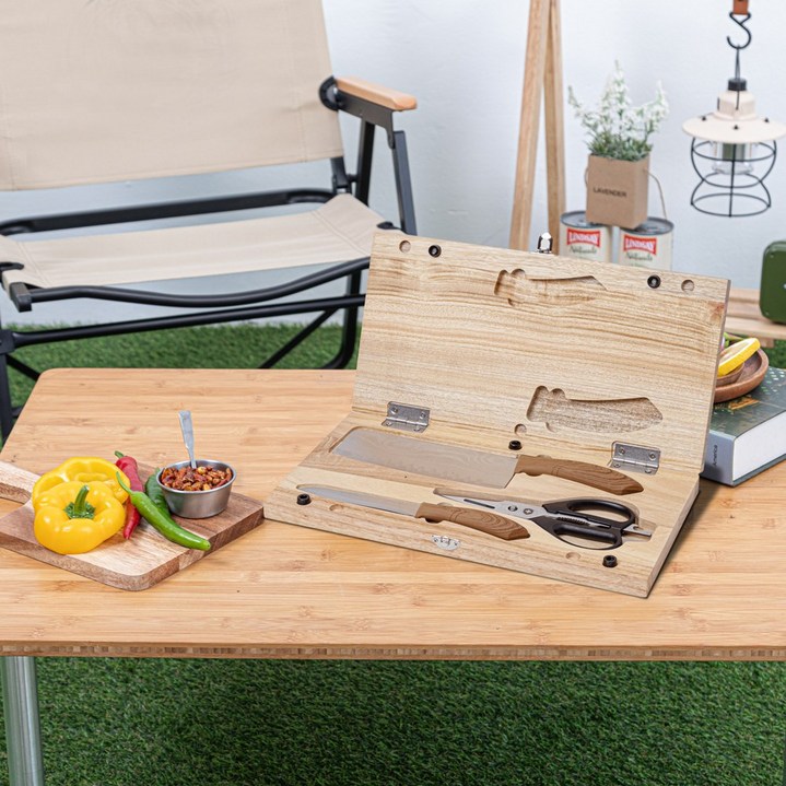 나드레타 감성 캠핑 최고급 프리미엄 칼캄포 도마 4종세트, 1세트