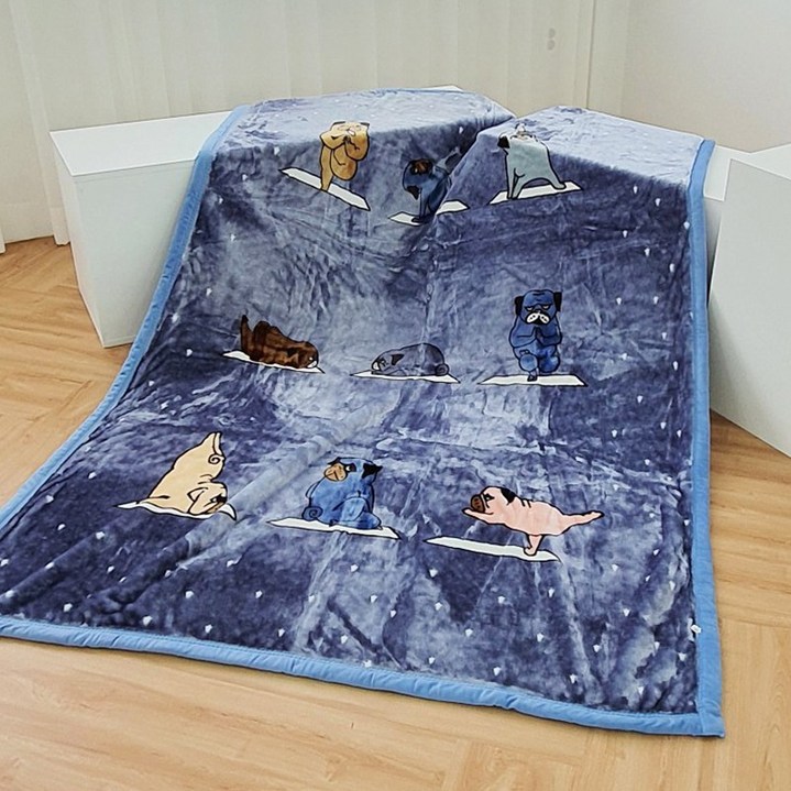 양면 밍크담요 밍크이불 극세사 캠핑 차박 블랭킷 150x200 (블독/블루)