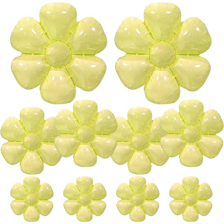 CEUQIESO 20pcs- 데이지 풍선, 생일 새해 결혼식 파티 장식을위한 혼합 색상 미니 데이지 호일 풍선 흰색, 분홍색, 보라색, 파란색, 노란색 데이지 풍선 세트, 20개, 노란 데이지
