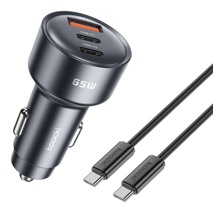 Toocki 65W 차량용 고속 충전기 케이블 포함 C타입 USB 3포트 PPS PD3.0 QC 스마트폰 갤럭시 아이폰