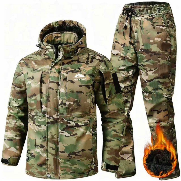 ANYOU 겨울 남자 방풍 방수 상하복세트 아웃도어 작업복 정비복 기모 보온 방한복