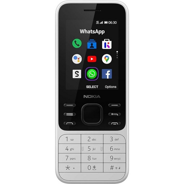 노키아 6300 4G  언락 듀얼 SIM WiFi 핫스팟 소셜 앱 구글 지도 및 어시스턴트 파우더 화이트 106540