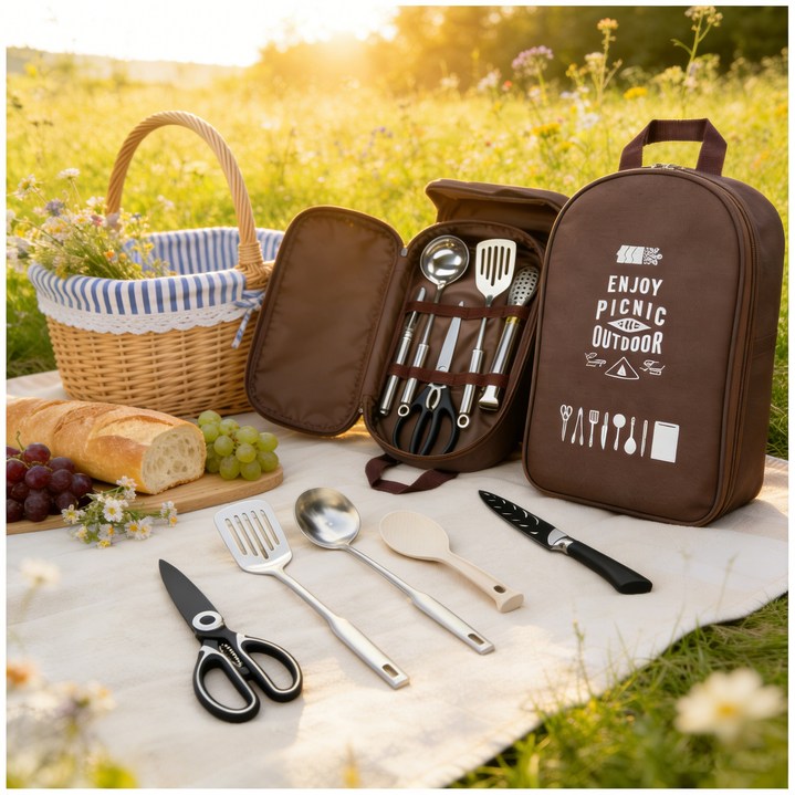 캠핑 키친툴 세트 12종 전완벽한 캠핑용 야외 요리 도구 캠핑 필수 아이템