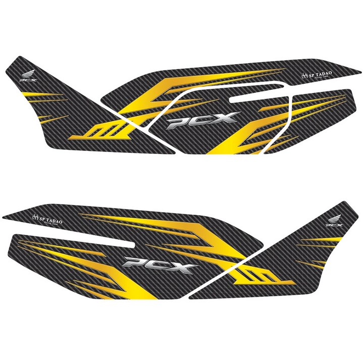 혼다 PCX 사이드 스티커 데칼 튜닝 패드 사이드패드 튜닝스티커 2124년, 카본골드, 1세트