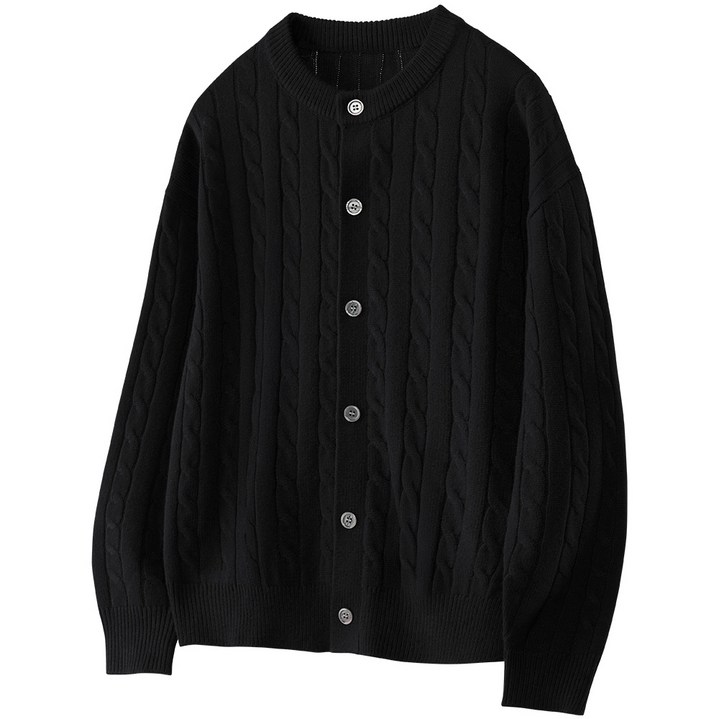 팀스핏 남성용 빅사이즈 오버핏 케이블 라운드 니트 가디건