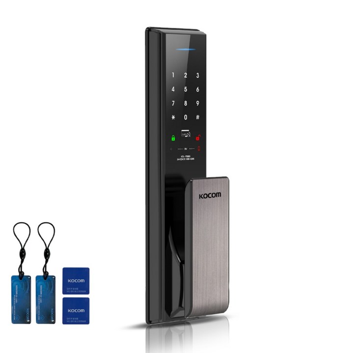 코콤 KDLAC9500 카드키 현관문 무타공 푸시풀 번호키 도어락 교체 설치 고리형 2개  부착형 2개, 고객직접설치, KDLAC9500