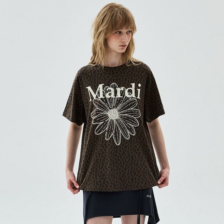 마르디메크르디 여성용 LEOPARD FLOWERMARDI CRACKED TSHIRT