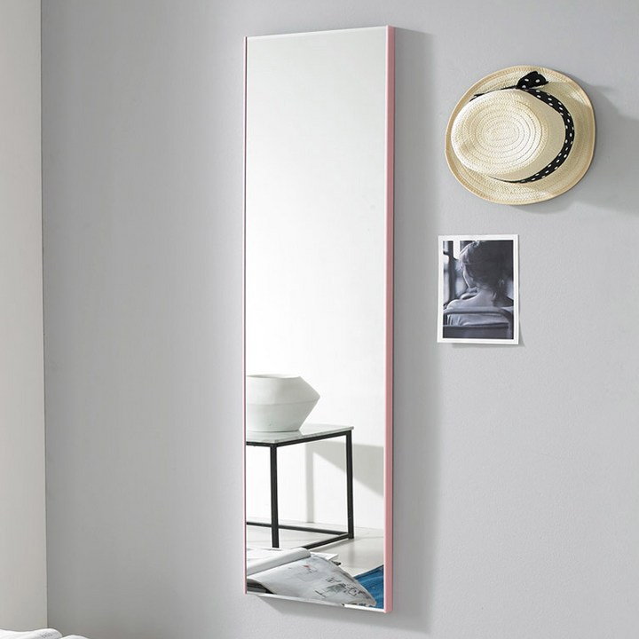 벽걸이거울 미소아이 더프레임벽걸이전신거울 300 × 1210 mm, 핑크
