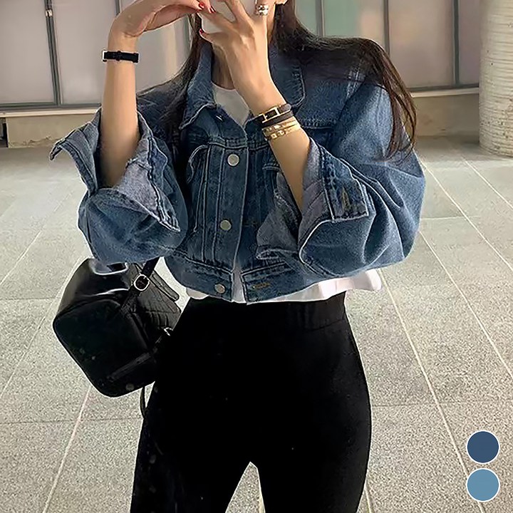 메이첼 여성용 캐주얼 버튼 크롭 데님 자켓 13414 메이첼 여성용 캐주얼 버튼 크롭 데님 자켓 13414