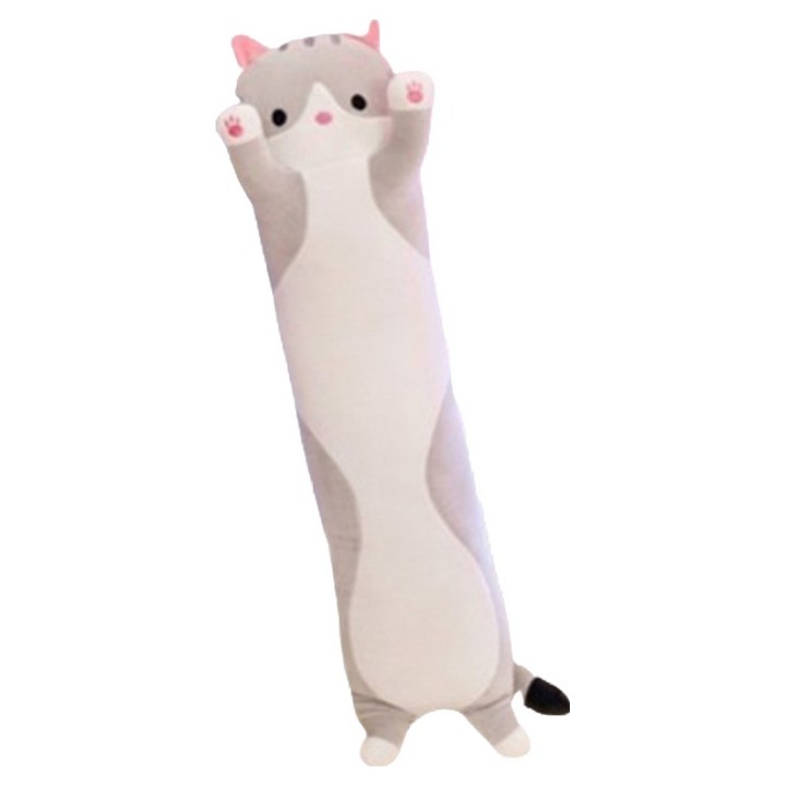 다다랜드 고양이 포근 바디필로우 대형 롱 인형, 그레이