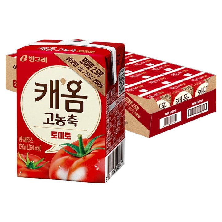 따옴 빙그레 캐옴 고농축 토마토, 120ml, 24개
