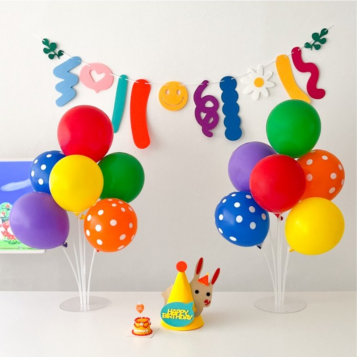 하피블리 알록달록 비비드 풍선 토끼 꼬깔 생일 파티 용품 세트, 생일가랜드알록달록풍선세트 하피블리 알록달록 비비드 풍선 토끼 꼬깔 생일 파티 용품 세트, 생일가랜드알록달록풍선세트
