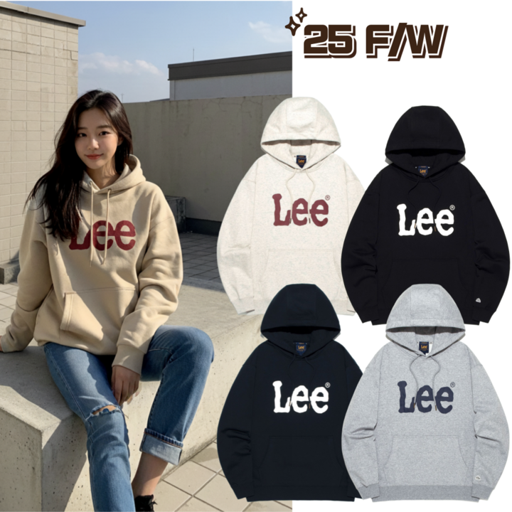 백화점판당일출고 lee 리 후드티 빅 트위치 로고 오버핏 남녀공용 데일리 캐주얼