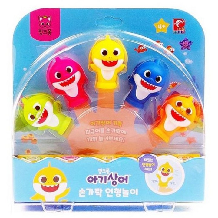 토이톡톡 아기상어 손가락 인형놀이, 혼합색상, 1세트