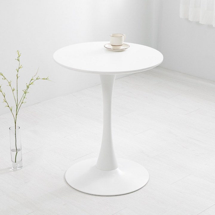 밀크 600 원형 화이트 테이블 인테리어 카페 식탁 티 주방 식탁 매장 디자인 상담 매장, 화이트