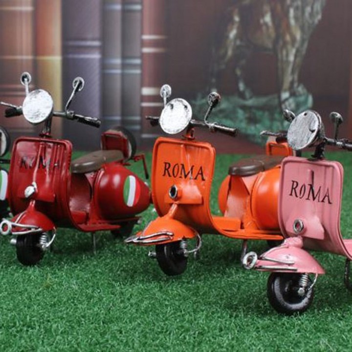 뚱이네봉다리 디테일하고 빈티지한 디자인의 로마 스쿠터 오토바이 인테리어 장식 소품 - 쇼핑앤샵