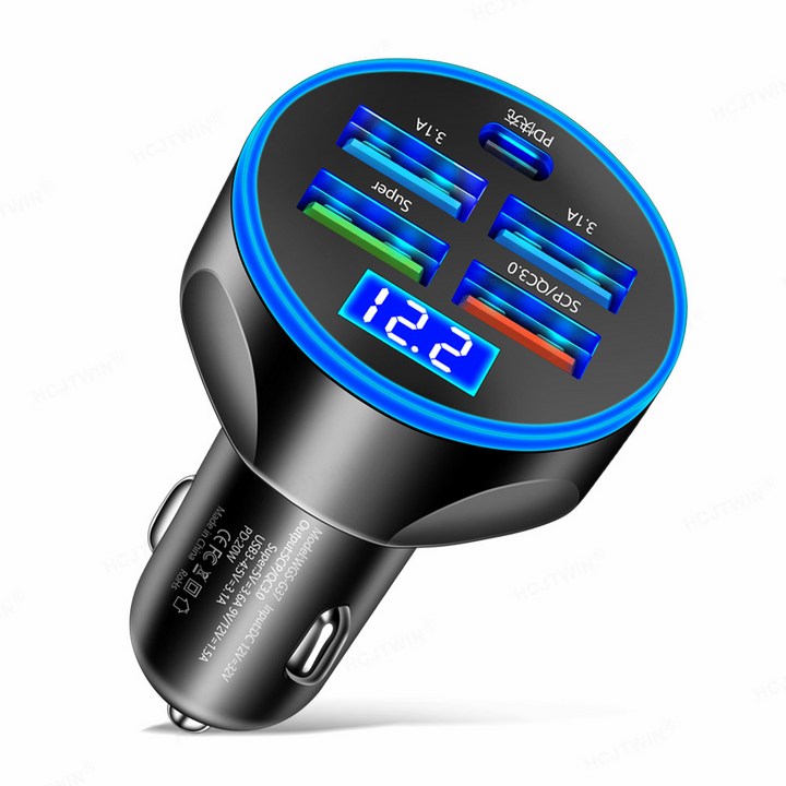 (초특가) 나팔래옹 5포트 시거잭 차량용 초고속 충전기 멀티포트 USB C타입 자동차
