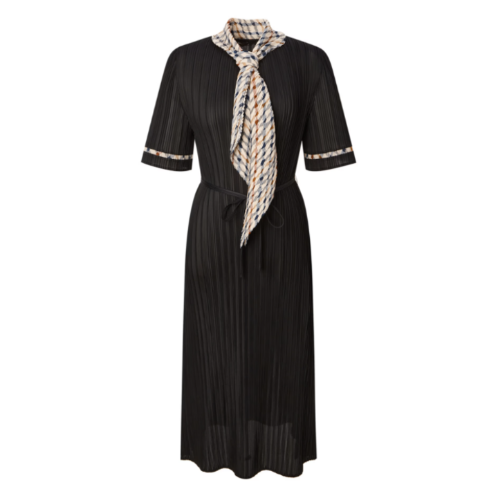 정품 빅세일 닥스 체크 포인트 여성 우아한 플리츠 주름 반팔 원피스