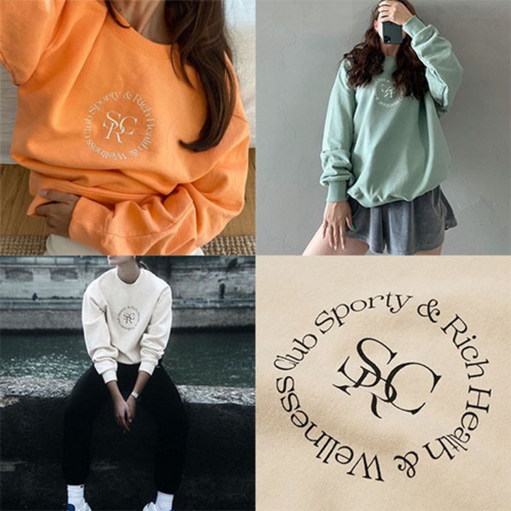 남녀공용 SRC 써클 로고 파스텔 맨투맨 티셔츠 3COLOR