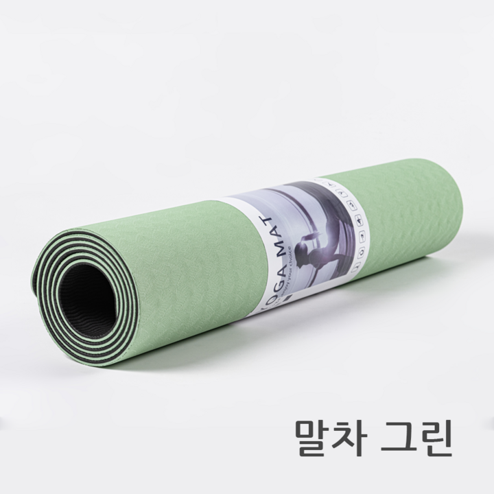Hommy Nest TPE 요가매트 필라테스매트 와이드 홈트용 안밀리는 방음 충격방지 친환경 냄새없는 6MM HN-YGMTPE11A, 1개, 말차 그린 센터라인