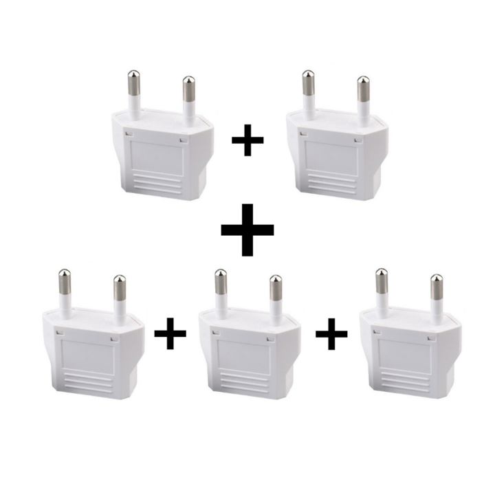 5개 유럽형 변환 돼지코 플러그 미국 중국 변환 어댑터 EU US plug, 4.8mm, 화이트, 5개