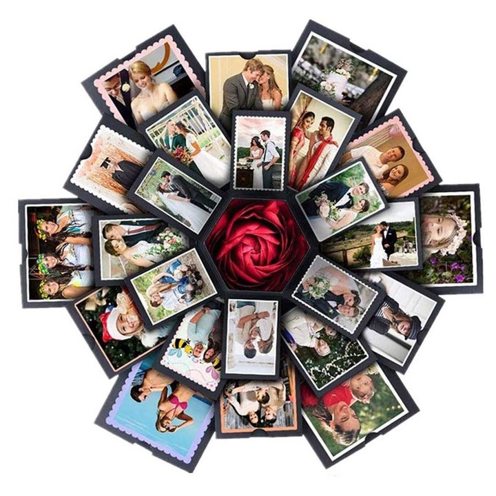 포페 포토박스 DIY 셀프 사진 수제 포토북 커플 남자친구 여자친구 1주년 기념일 선물, 블랙