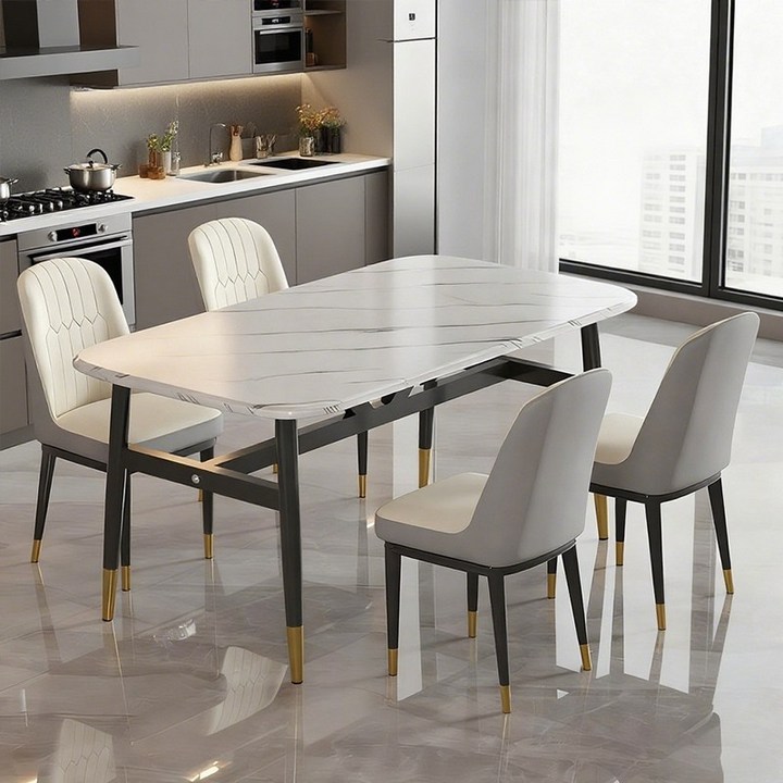 북유럽풍 4인용 식탁 대리석 패턴 테이블 W1004