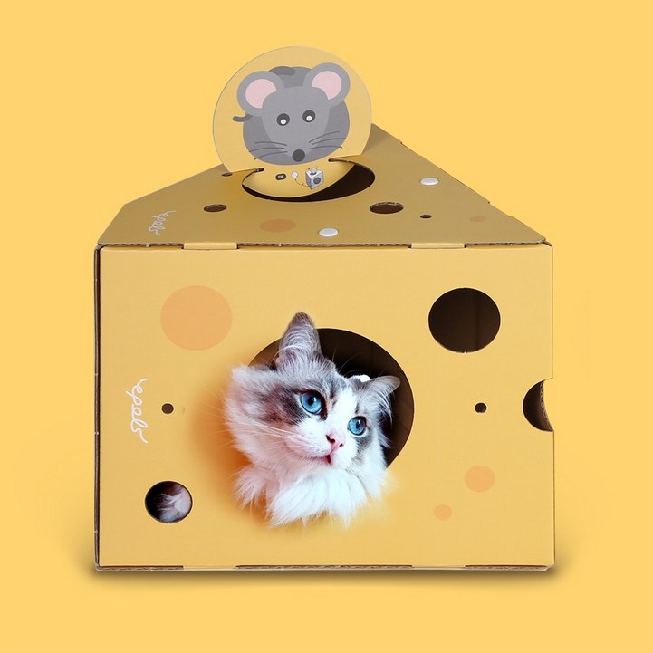 에폴스 고양이 한조각 숨숨집 종이 골판지 하우스 캣터널 3개입