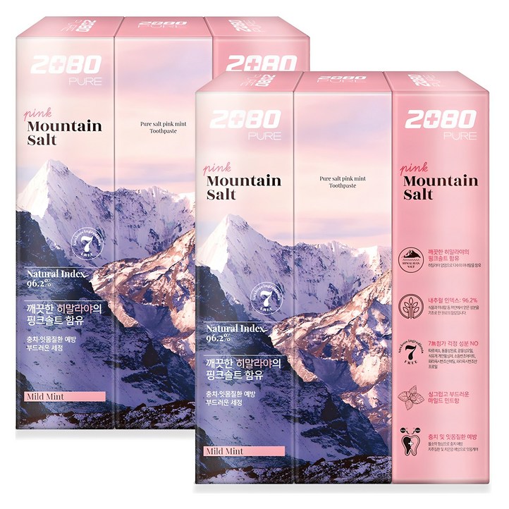 2080 퓨어 치약 핑크마일드민트향, 150g, 6개 2080 퓨어 치약 핑크마일드민트향, 150g, 6개