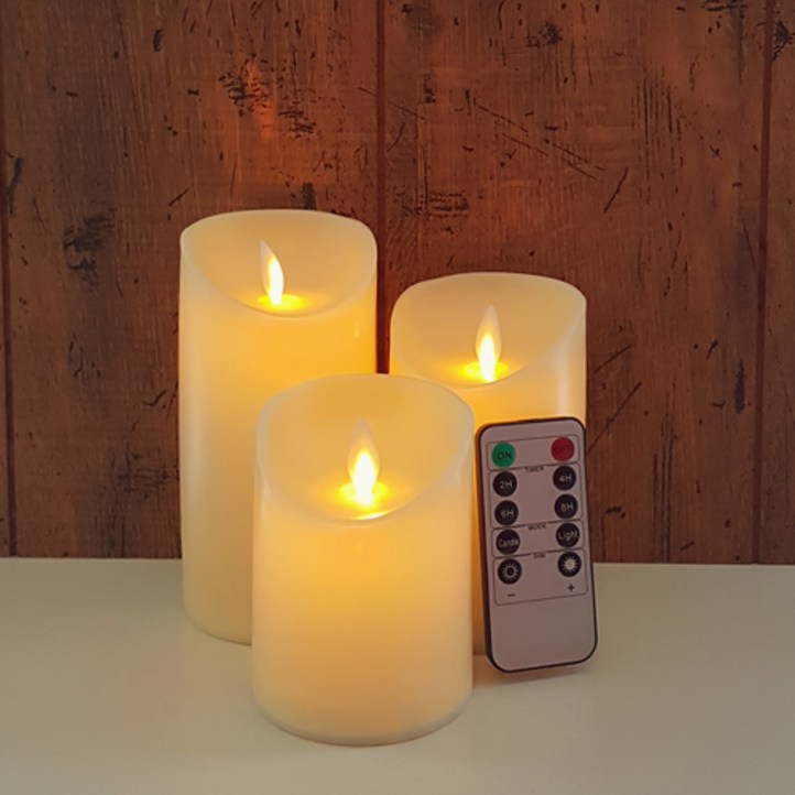 촛불 흔들리는 건전지 LED 캔들 10cm 12.5cm 15cm 리모컨 세트