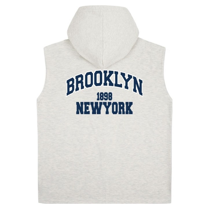 일루소 남성용 WD 특양면 오버핏 민소매 앞뒤 1898뉴욕 후드 티셔츠