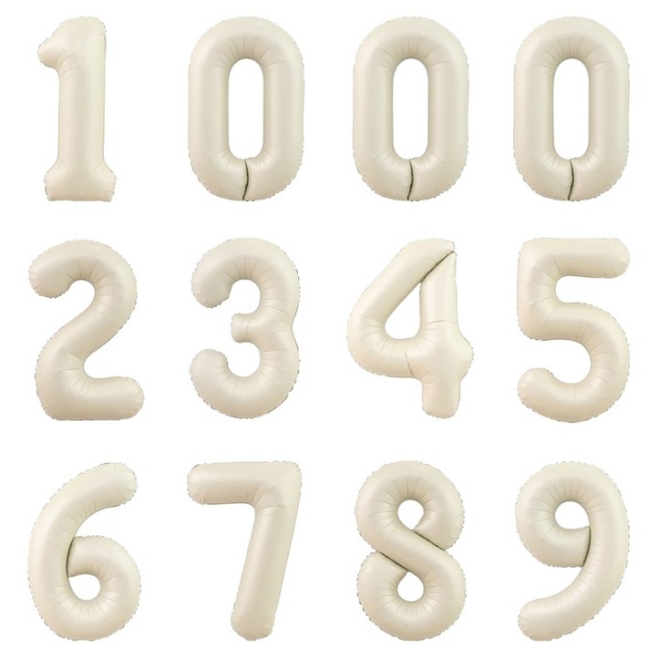 숫자 호일 풍선 40cm 12종 세트, 크림, 1세트