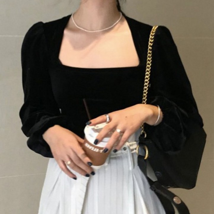 디멜디 여성용 오픈 스퀘어넥 정장 블라우스