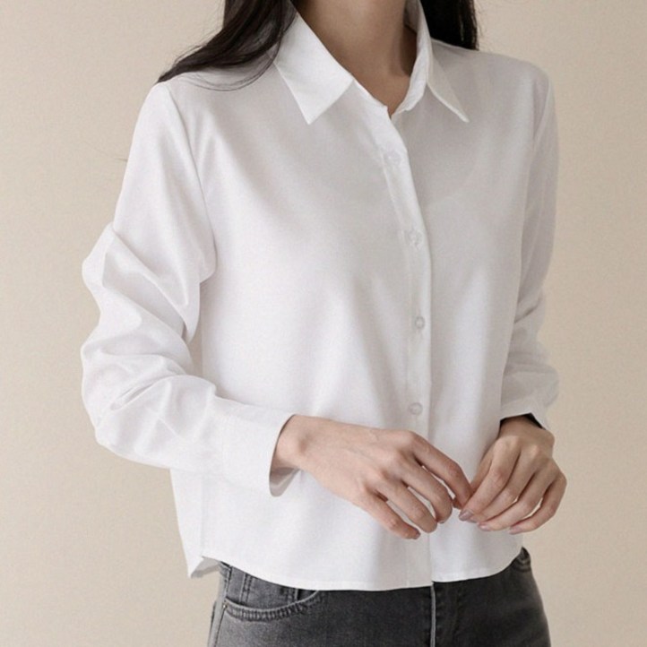 앤드스타일 여성용 링클프리 카라 크롭 블라우스 264936